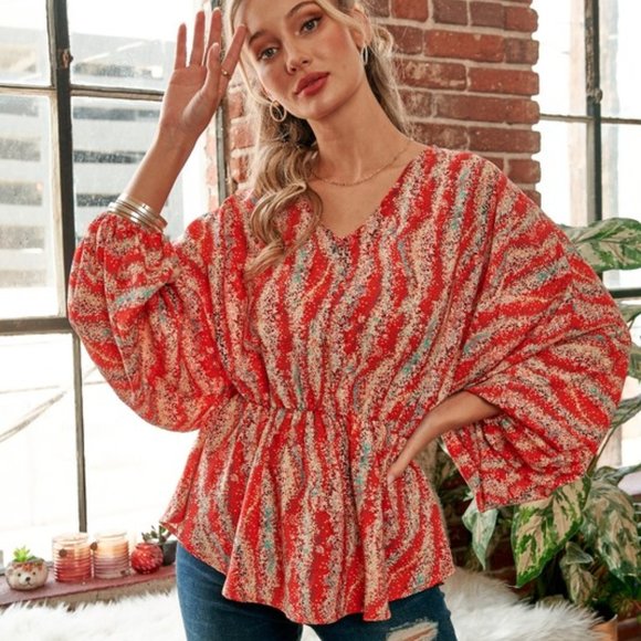 BALLOON SLEEVE BLOUSE - Picture 1 of 5